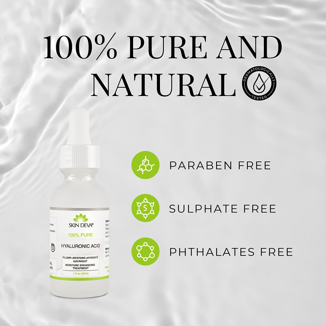 100% Pure Hyaluronic Acid Serum for Face – Hydrating Facial Serum to Help Plump and Smooth the Appearance of Fine Lines – Lightweight Moisture Boost for All Skin Types – 1 Fl Oz