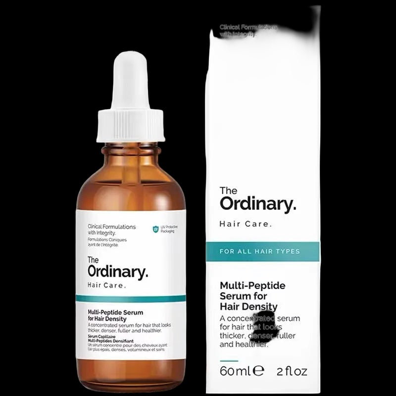 The Ordinary Multi-Peptide Serum for hair care with dropper bottle and packaging on a white background