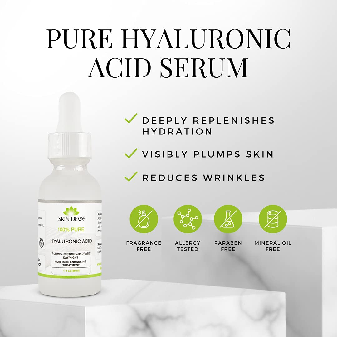 100% Pure Hyaluronic Acid Serum for Face – Hydrating Facial Serum to Help Plump and Smooth the Appearance of Fine Lines – Lightweight Moisture Boost for All Skin Types – 1 Fl Oz
