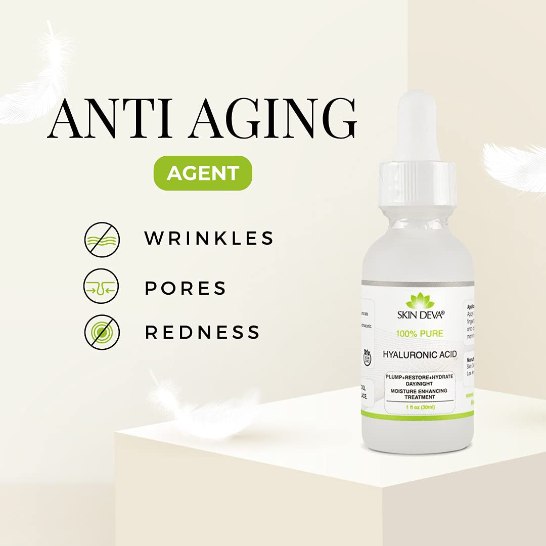100% Pure Hyaluronic Acid Serum for Face – Hydrating Facial Serum to Help Plump and Smooth the Appearance of Fine Lines – Lightweight Moisture Boost for All Skin Types – 1 Fl Oz