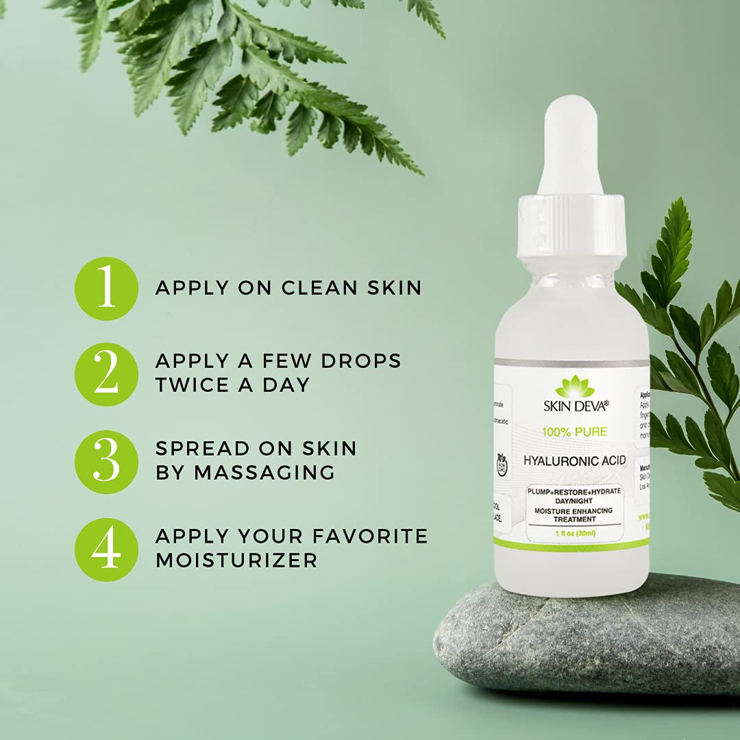 100% Pure Hyaluronic Acid Serum for Face – Hydrating Facial Serum to Help Plump and Smooth the Appearance of Fine Lines – Lightweight Moisture Boost for All Skin Types – 1 Fl Oz