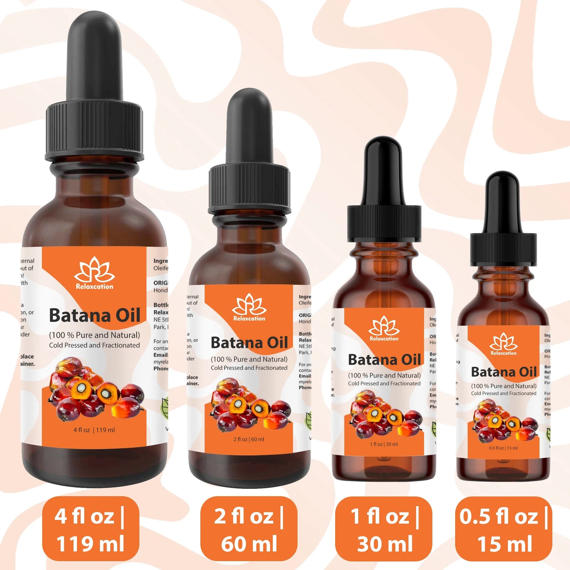 Batana Oil (Elaeis Oleifera Kernel / Fractionated Batana) – Lightweight Natural Hair & Skin Oil, Cold-Pressed, Unrefined, 2 Fl Oz